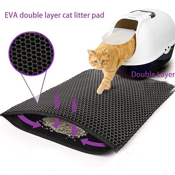 Canis Canetas À Prova D 'Água Pet Cat Litter Mat Dupla Camada Pet Litter Box Mat Antiderrapante Areia Cat Pad Lavável Bed Mat Clean Pad Produtos 230825