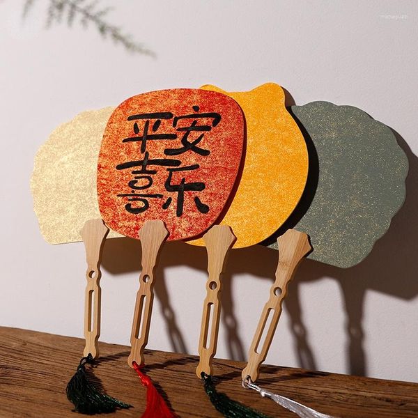 Estatuetas decorativas Ventilador de bola Ventilador de papel de arroz grosso Ventilador em branco pintado à mão DIY Ventilador estilo chinês Abanicos Para Boda Adereços de pografia