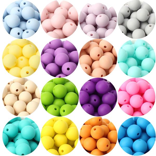 Mordedores Brinquedos 10 pcs 15mm Silicone Beads Food Grade DIY Chupeta Cadeia Colar Mastigável Enfermagem Teether Acessório Bebê Dentição Bead 230825