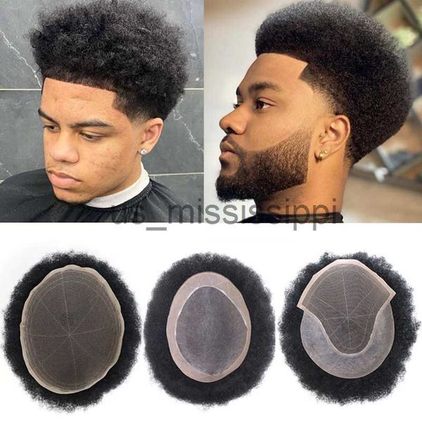 Perucas sintéticas afro kinky encaracolado 8x10 laço completo homens peruca respirável laço e pu peruca masculina 100 cabelo humano peruca homens sistemas unidade peruca para homens x0826