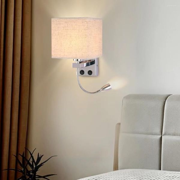 Lâmpadas de parede Classic Rústico Industrial Sconce Luminária com queimado branco lâmpada têxtil sombra casa cabeceira