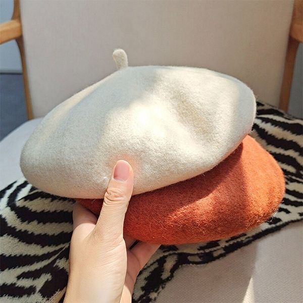 Berets Mulheres Lã Artista Francês Estilo Quente Inverno Beanie Chapéu Retro Plain Beret Cor Sólida Elegante Senhora Todos Combinados Outono Caps 230825