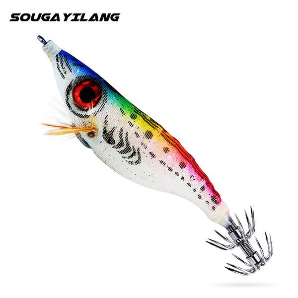 Приманки заманить Sougayilang Luminous Squid Jig Fishing 10G Деревянная креветочная приманка каракача