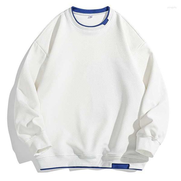 Felpe con cappuccio da uomo 2023 Uomo Felpe Harajuku HipHop coreano Colore solido Basic O Collo Pullover oversize Moda primaverile Casual M-3XL