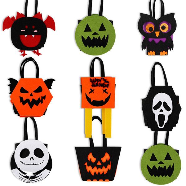 Mochilas Halloween Presentes para Crianças Não Tecido Desenhos Animados Esqueleto Bat Fantasma Demônio Bolsa Decorações de Festa Saco de Doces 230825