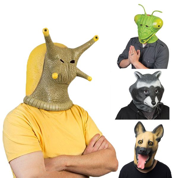 Маски для вечеринки Snail Slug Fult Face Cosplay Mask Mask Halloween Латекс Полный смешное счастье для косплее