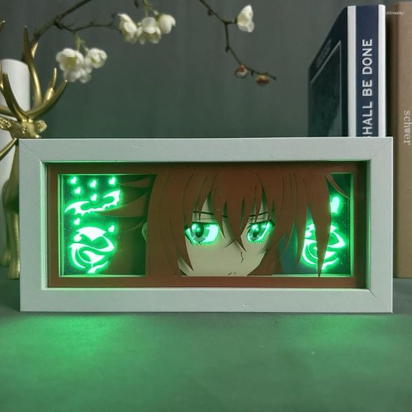 Nachtverlichting High School DxD Rias Gremory Oog Gezicht Anime Light Box Voor Room Decor Manga Papier Gesneden Bureau led Lamp Lightbox