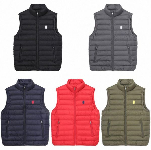 Polo Mens Vests вертикальный воротник вниз по жилетам теплые рукавов пони хип-хоп