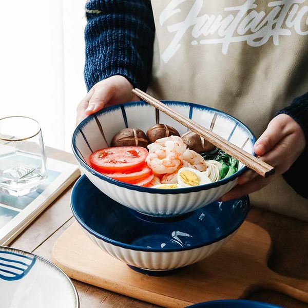 Tigelas Fancy Household Noodle Bowl Sopa Grande Chapéu Único Salada Estilo Japonês Net Red Ins Ramen Instant Noo