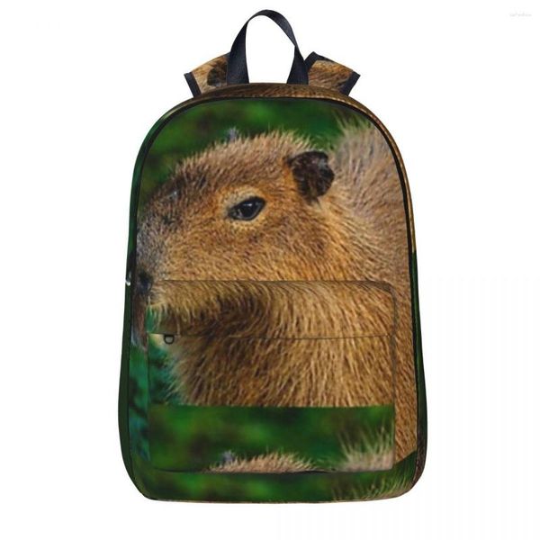 Sırt çantası Capybara Derin Düşünce Sırt Çantaları Erkek Kızlar Kitap Çantası Öğrencileri Okul Çantaları Karikatür Çocuklar Çocuk Rucksack Seyahat