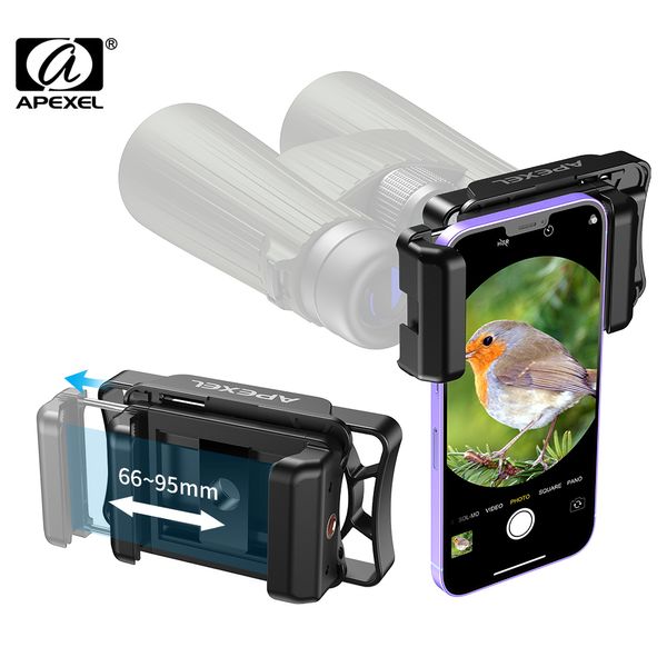 Telescopi APEXEL Binocolo Telescopio Adattatore telefonico Supporto universale per smartphone Clip Monocolo Microscopio Astronomia Connettore 230825