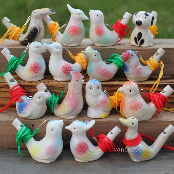 Kreative Wasservogelpfeife Tonvögel Keramik glasiertes Lied Zwitschern Badezeit Kinder Keramikspielzeugpfeife Geschenk Weihnachten Partybevorzugung Heimdekoration LT520