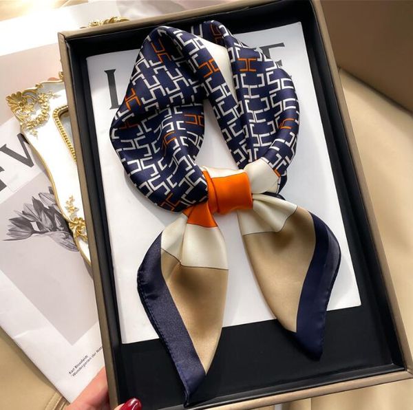 Lenços design real lenço de seda mulheres luxo faixas de cabelo pequeno quadrado foulard feminino bandana lenço gravata lenço 70 * 70cm