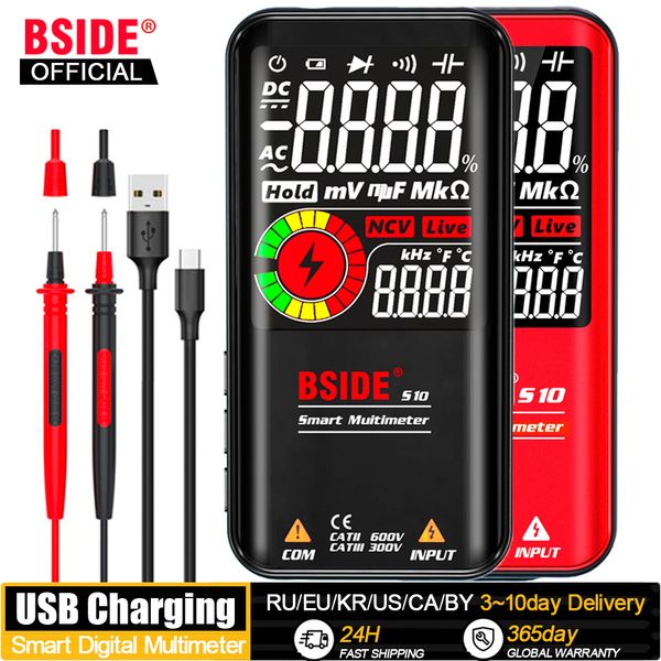 Multímetros BSIDE Multímetro Digital Inteligente Eletricista Tester Carga USB T-RMS DC AC Tensão Capacitância Ohm Hz NCV Profissional Multitester 230825