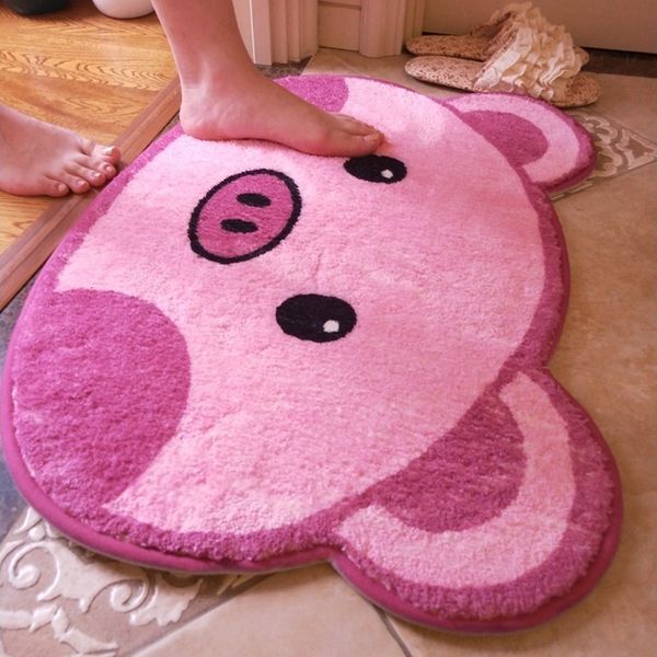 Tappeto carino zerbino rosa anime tappeto piggy cat grrl camera da letto tappetino morbido assorbente porta del bagno decorazioni per la casa 230825