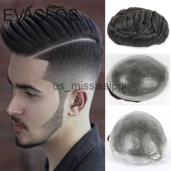 Синтетические парики evasfos 002004mm Super Thin Skin's Men's Toupee Natural European Human Hair Prosthes System для мужчин X0826