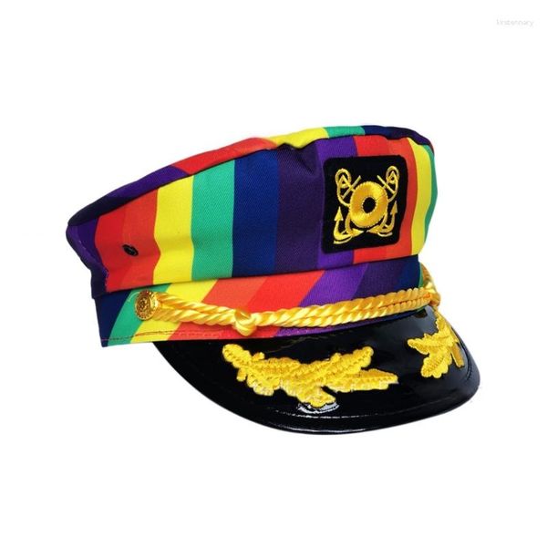 Boinas engraçado carnavais capitão chapéu show com emblema bordado para adulto