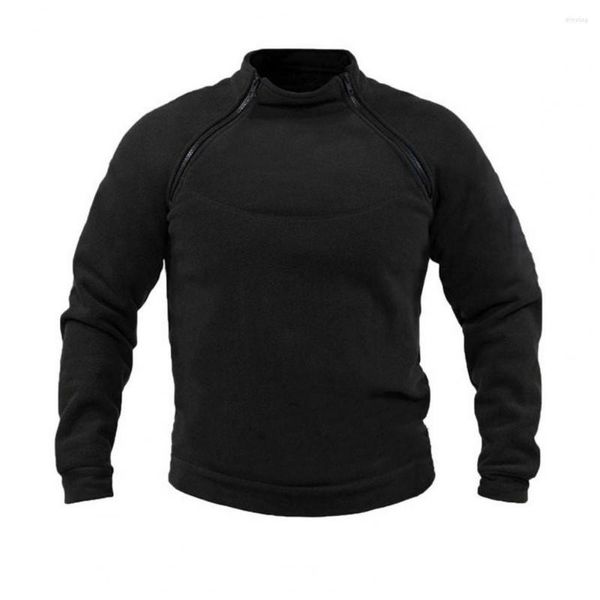 Hoodies masculinos outono inverno moletom gola pescoço proteção outono superior quente solto zíper retalhos manga longa diariamente