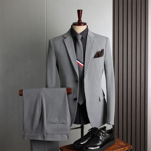 Мужские костюмы, пиджаки, мужские смокинги на пуговицах из двух предметов, деловое повседневное пальто, брюки, формальный костюм для свадебной вечеринки, костюм с лацканами 230825