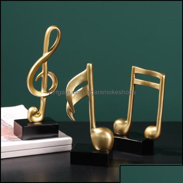 Objetos decorativos estatuetas casa acentos decoração jardim 3 pcs moderno luz criativa luxo nota musical decoração loja sala de música d hxuj