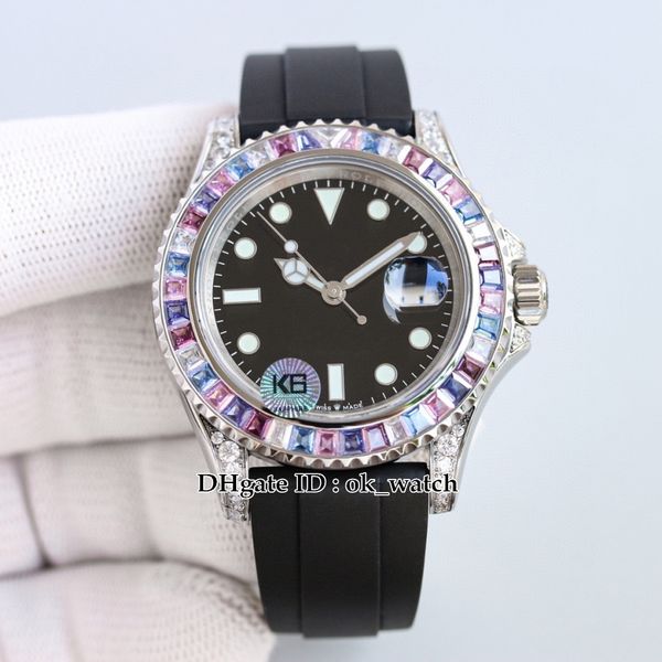 Nuovo M126679 Cal.3135 Orologio automatico da uomo Cassa in acciaio 904 Lunetta con diamanti policromatici super luminosi Vetro zaffiro Orologio in edizione limitata Cinturino in caucciù nero