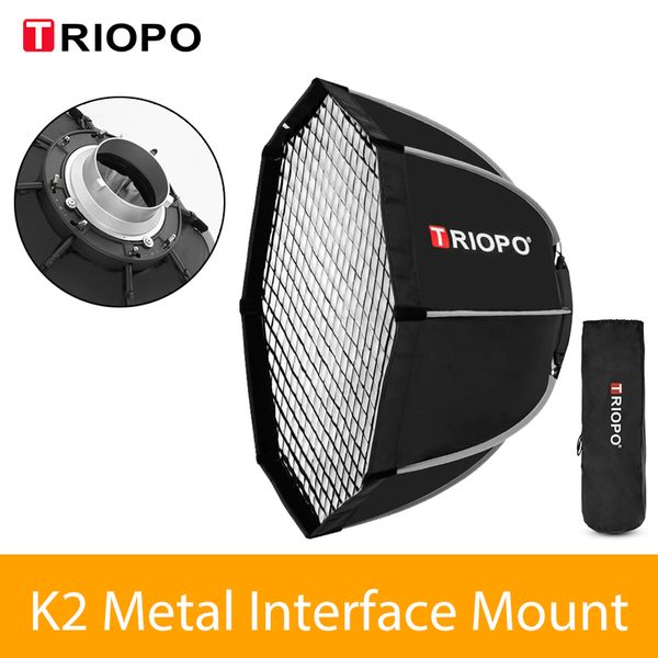 Acessórios de estúdio de iluminação Triopo K2 55cm 65cm 90cm 120cm Liberação rápida Bowens Mount Octagon Softbox Honeycomb Grid Outdoor Soft Box para Flash 230825