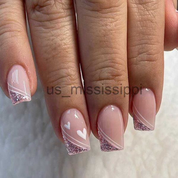 Falsche Nägel 24PcsBox Quadratischer Kopf Künstliche Nägel Drücken Sie auf Nägel Stiletto Falsche Nägel Kostenloser Versand Nagelspitzen Aufkleber Nägel Set Drücken Sie auf Nail Art x0826