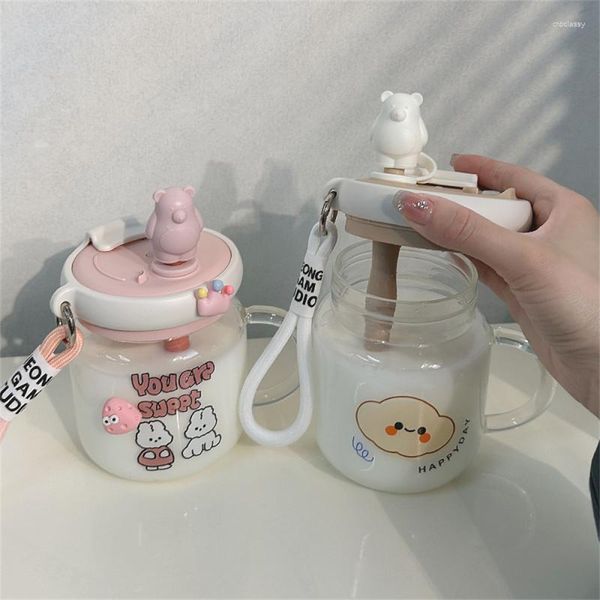 Bottiglie d'acqua Tazza di grande capacità Bollitore in vetro resistente alle alte temperature Miscelazione Utensili per bere domestici Sippy Cute