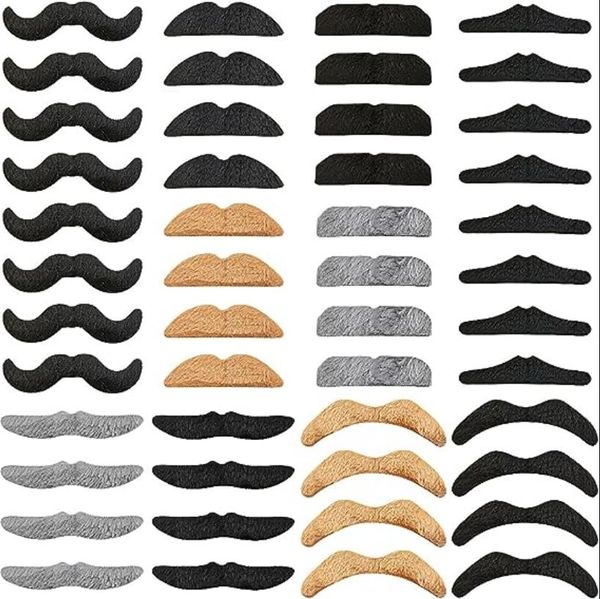 Bigodes autoadesivos, barba peluda, cabelo facial, bigode falso para festa de halloween, acessórios de fantasia, adereços de fotografia de máscaras