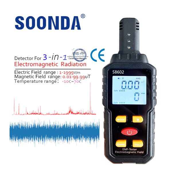 Tester di radiazioni Misuratore EMF 3 in 1 Misuratore di radiofrequenza Rilevatore di radiazioni Campo elettromagnetico Persona Dosimetro di radiazione Contatore Allarme dose 230826