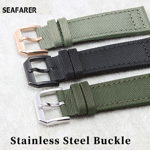 Assista Bandas 20mm 21mm 22mm Nylon Canvas Tecido Banda Piloto Spitfire Timezone Strap Verde Preto Cintos Relógio de Pulso Cintas 230825