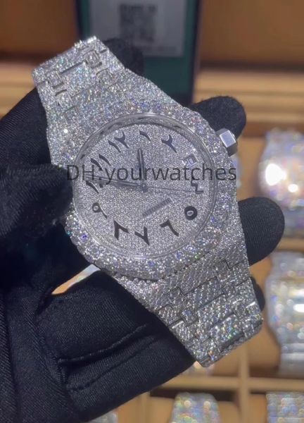 Herren-Uhrwerk für Herren, Iced Out, Moissanit-Armbanduhr, mechanisch, automatisch, Designer-Uhren, hochwertige Diamant-Uhr, Montre T8
