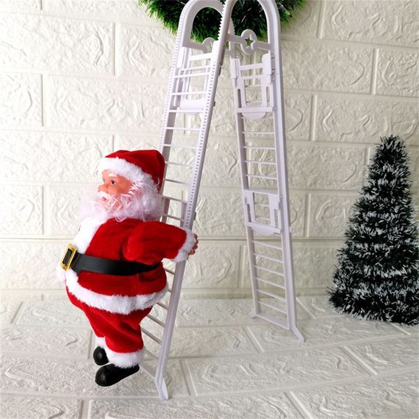 Decorações de Natal Decoração de Natal Escada de Escalada Elétrica Papai Noel Boneca Brinquedos com Música Feliz Natal Árvore Pendurada Ornamentos 230825