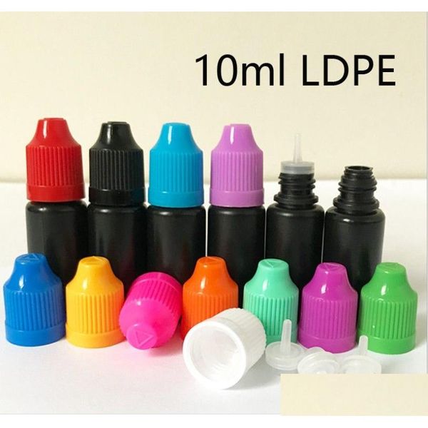 Bottiglie di imballaggio All'ingrosso 10Ml 30Ml Bottiglia nera con contagocce Vuota in plastica con punte lunghe e sottili Tappo di sicurezza a prova di bambino a prova di manomissione E Ot1Yi