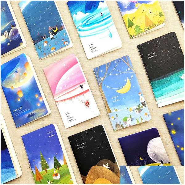 Notizblöcke Großhandel Mini Cute Ocean Series Notizbuch Wunschflasche Kindheit Fantasy-Stil Notizblock Mond Stern Universum Tagebuch Tragbares Otdir