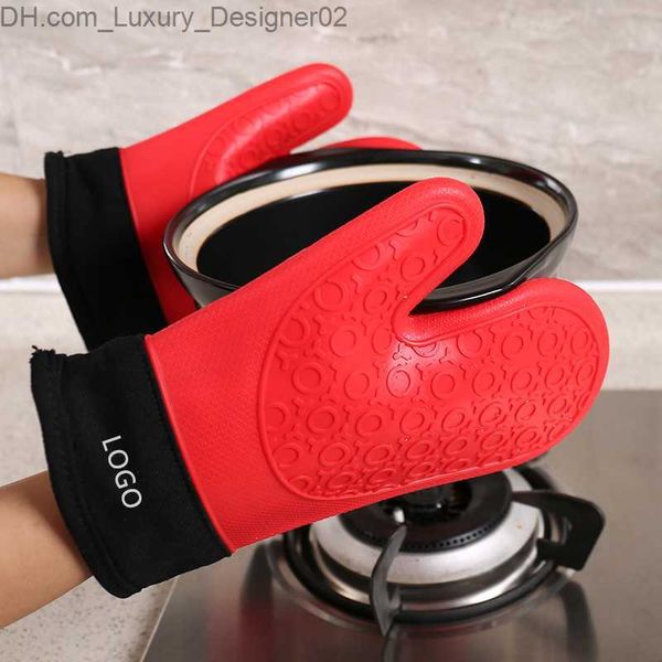 Guanti da cucina resistenti al calore Guanti da forno in silicone Guanti da barbecue Guanti da microonde per barbecue Guanti antiscivolo da forno Guanto da ispessimento Q230826