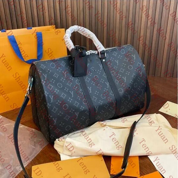 Tasarımcı Seyahat Çantaları Omuz Çantaları Erkek Kadınlar Büyük Tote Orijinal Marka Moda Çantaları 60 cm Büyük Gerçek Yumuşak Deri Seyahat Çanta Çantası Crossbody Hessen Çantası