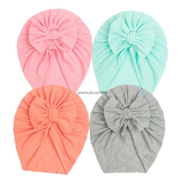 Yay Bonnet Bebek kızları başlık pamuklu beanie bebek katı kafatası kapağı küçük bowknot yumuşak pamuk şapka bebek aksesuarları yenidoğan