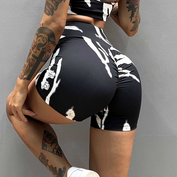 DARCSPORT Wolf Head Zebra Print Fitness Yoga Sport Shorts Damen Hohe Taille Hip Lift Nylon