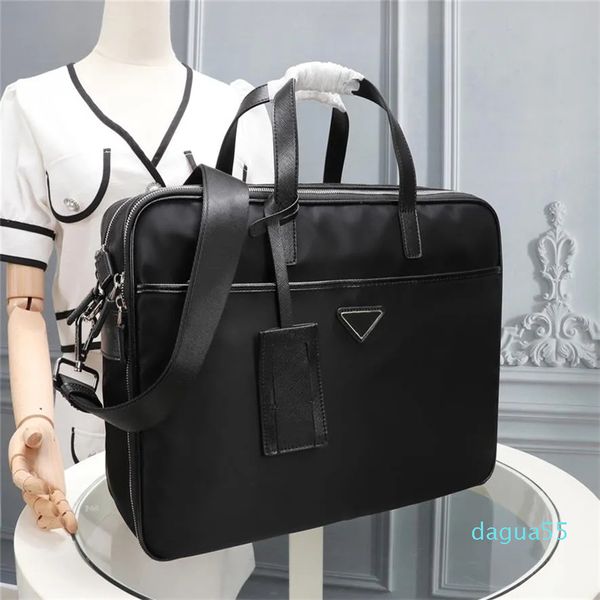 Masculino preto náilon designer maleta portátil bolsa grande capacidade retro moda bolsa de escritório