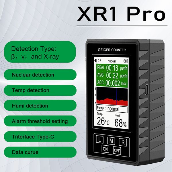 Testadores de radiação XR1 Pro Geiger Counter Detector de radiação nuclear Dosímetro portátil portátil Beta Gamma Monitor de radiação de raios X com luz de fundo 230825