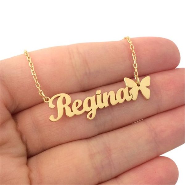 Colares de pingente 1 pcs padrão extravagante nome personalizado texto colares de aço inoxidável escolha sua fonte de acessório jóias personalizadas 230825