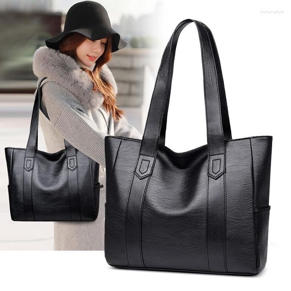 Borse a vita Borse da donna in pelle PU Borsa a tracolla di grande capacità di moda Borsa a tracolla con doppia tracolla di design retrò Shopper femminile Sac Mujer Bolsa