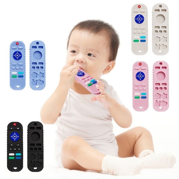 Mordedores brinquedos 1 pc silicone bebê dentição brinquedo para bebês 612 meses forma de controle remoto meninos meninas mastigar 230825