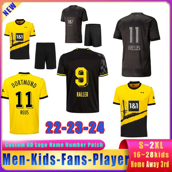 22 23 24 NUOVODortmunds HAZARD HALLER tifosi Maglie da calcio giocatore REYNA REUS SCHULZ HUMMELS BRANDT maglia da calcio casa lontano kit per bambini uniformi tailandese