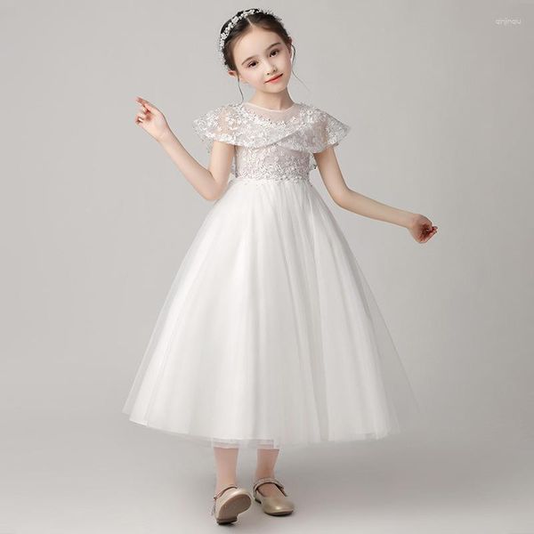 Vestidos para meninas, vestido de casamento infantil, performance de aniversário, renda, comprimento médio, princesa pengpeng