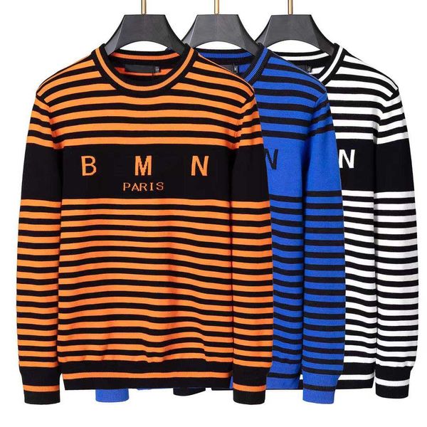 Nuovo 2023 marchio di moda maglione per uomo pullover o-collo slim fit maglioni lavorato a maglia maglione di lana invernale a righe moda uomo