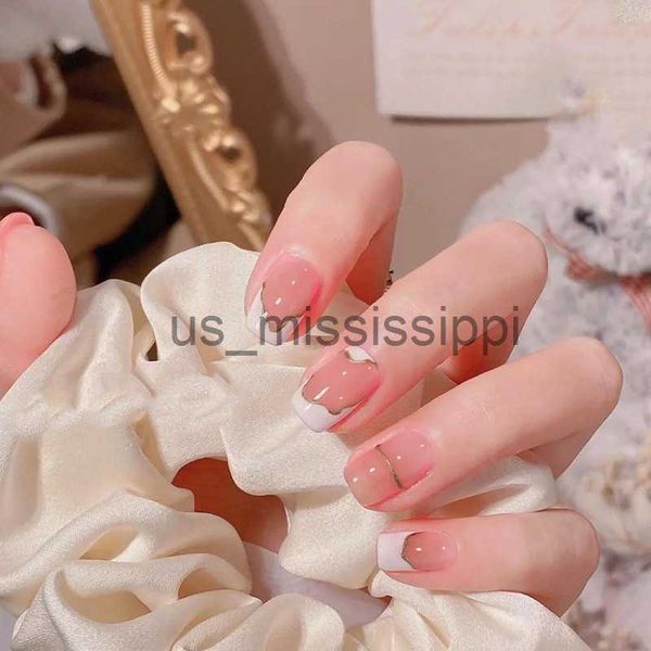 Unhas Falsas 24 Pcs Cobertura Completa Usando Unhas Falsas Manicure Terminado Wearable Mulheres Grávidas Destacável Designer Nail Adesivos Jelly Glue X0826