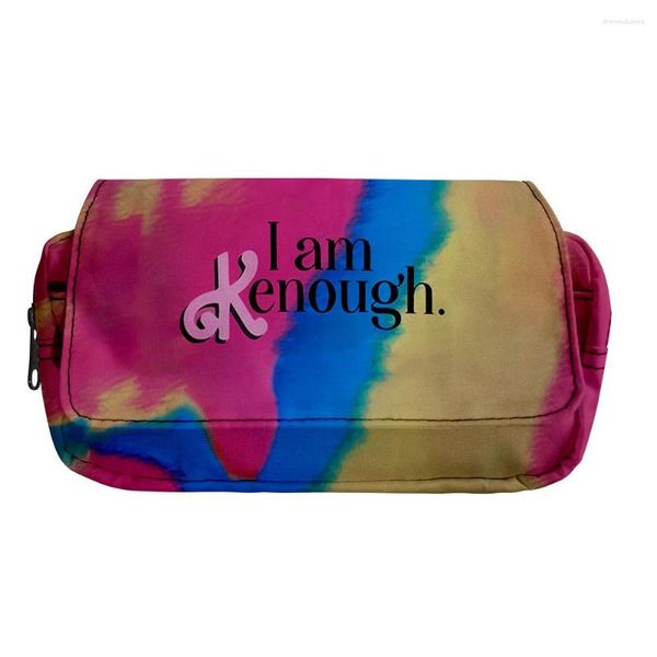 Sacos cosméticos I Am Kenough Oxford Double-Layer Pencil Case Estudante Menino Meninas Pencilcase Papelaria Escritório Doméstico