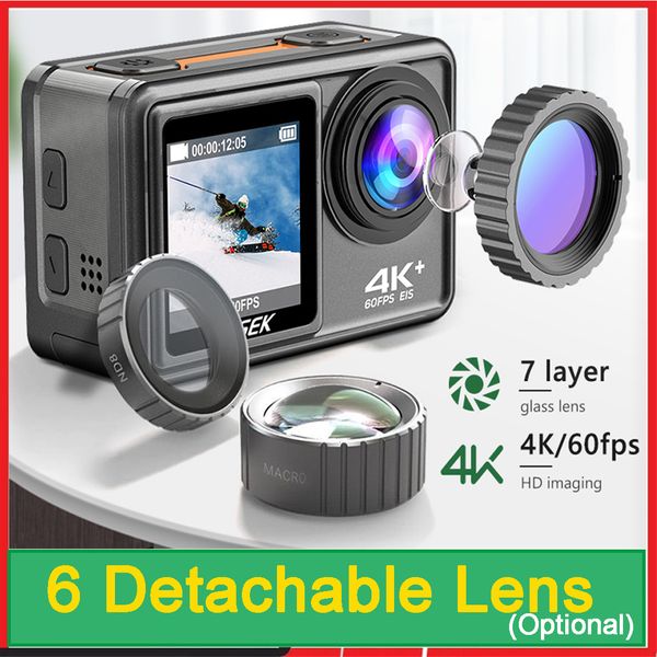 Fotocamere resistenti alle intemperie AUSEK S81TR Action Camera 5K 4K60FPS EIS Video con obiettivo filtro opzionale Zoom 48MP 1080P Webcam Vlog WiFi Sports Cam Remote 230825